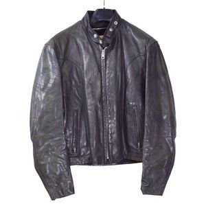 Vintage 80's Schott 157 Racer Jacket with zip-out faux fur vest liner Grey sz 46